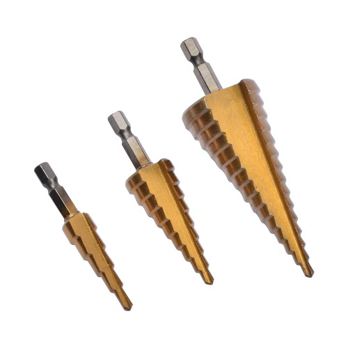 Набір свердел ступінчастих 3ін. (4-12, 4-20, 4-32мм), для отворів з кроковим конусом REWOLT T1635