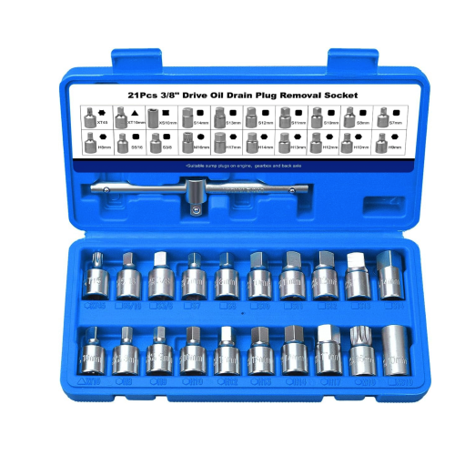 Набор головок для откручивания пробок поддона масляного 21 предмет REWOLT (T1586)