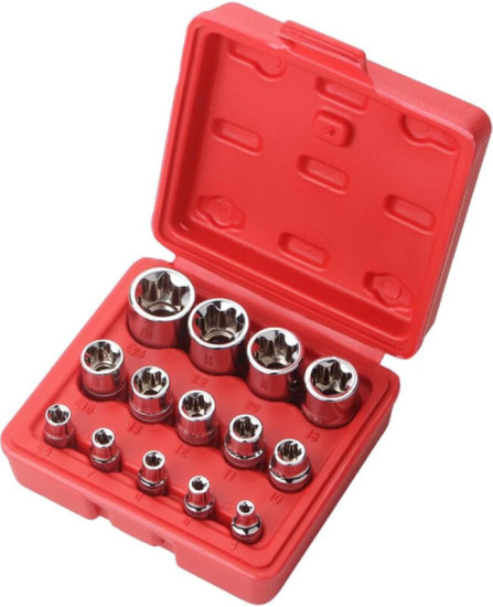 Набор торцевых головок E-Torx (E4–E24), 1/4